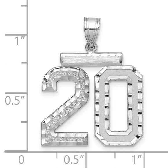 14k White Gold, Varsity Collection, Large D/C Pendant, Number 20 - Picture 2 of 3